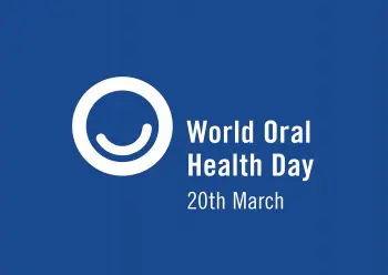 A blue background with the words world oral health day in white.