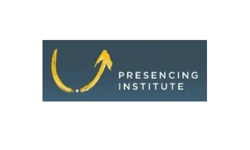 A blue and yellow logo for the presencing institute.