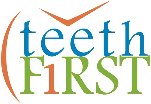 A black background with the words teeth first written in it.